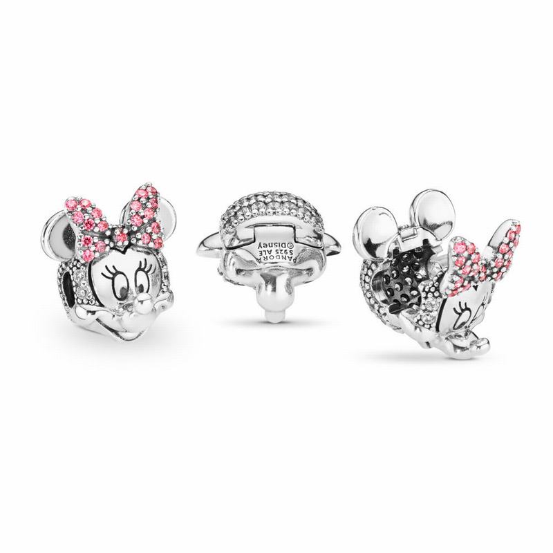 Pandora Disney Shimmering Minnie Portrait Clip Charm Ireland - Sterling Silver/Red/Cubic Zirconia -